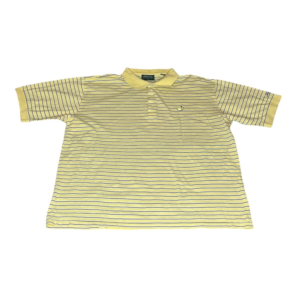 Masters Collection Mens XL Yellow Striped Mercerized Cotton Golf Polo Shirt